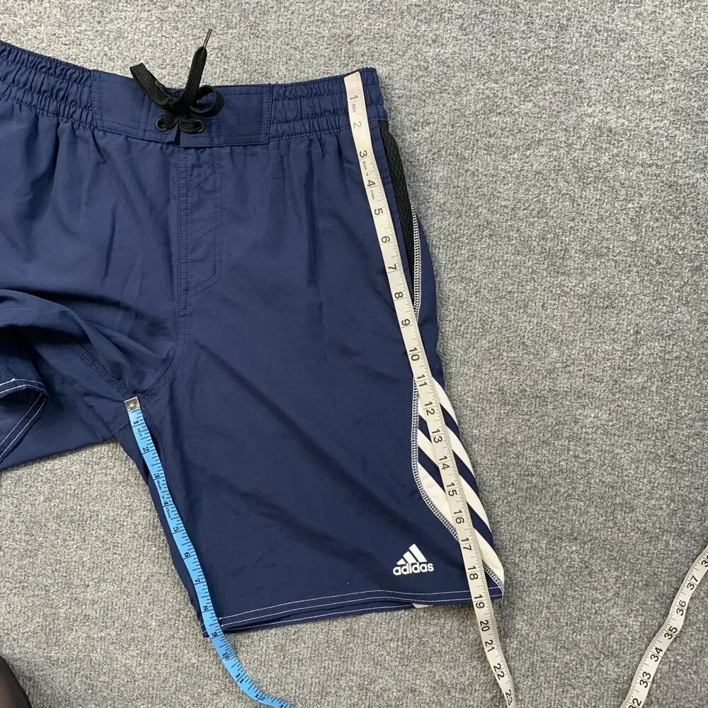 Adidas Shorts Men S Small Navy White Core Sport Volley Elastic Waist Brief Lined